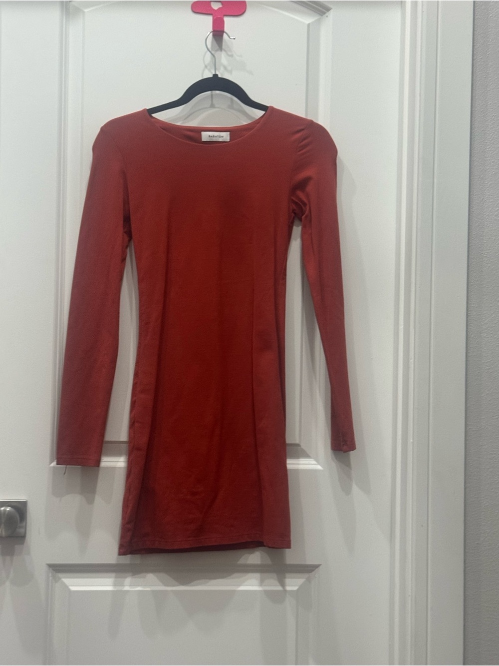 Babaton Rust Red Long-Sleeve Bodycon Dress
